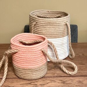 Set/2 coiled rope baskets